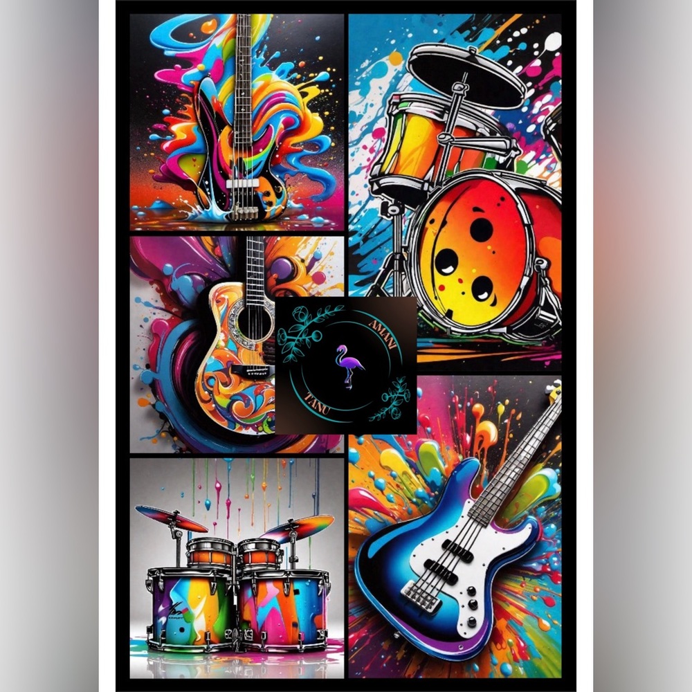 Custom guitar, drum sticker pack